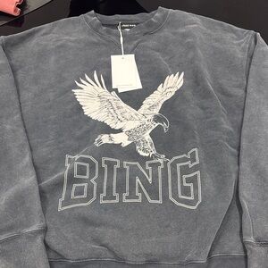 NWT Anine Bing Washed Black Crewneck Sweater